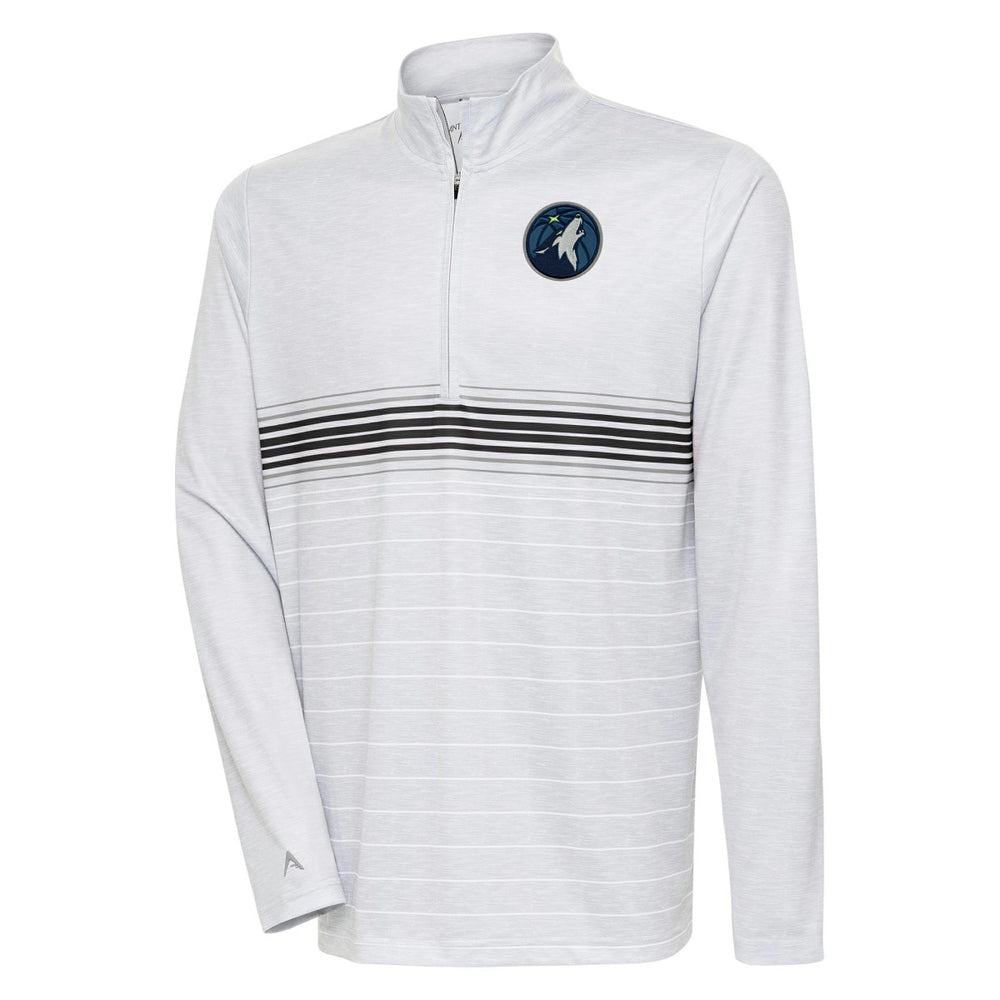 Minnesota Timberwolves Antigua Bullseye Quarter-Zip Pullover Top - Heather Gray/Black online