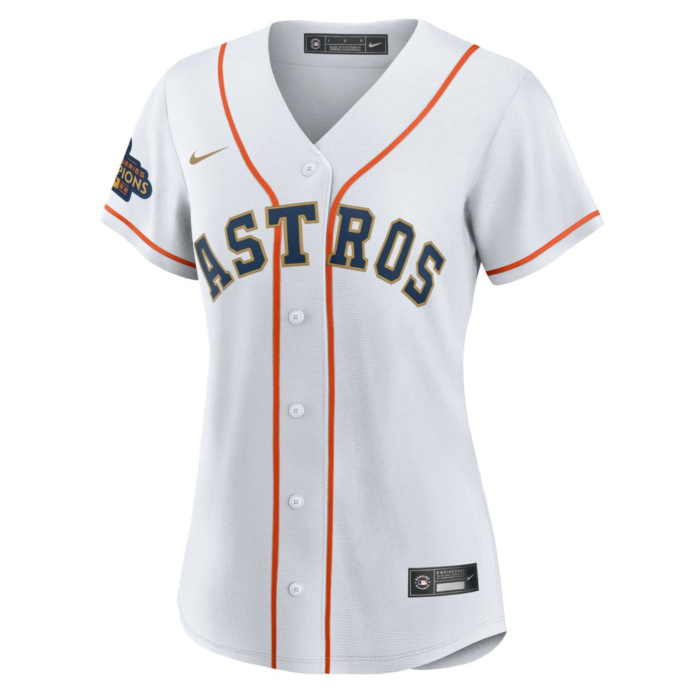 Alex Bregman Houston Astros Women's 2023 Gold Collection Replica Player Jersey - White/Gold | Nike