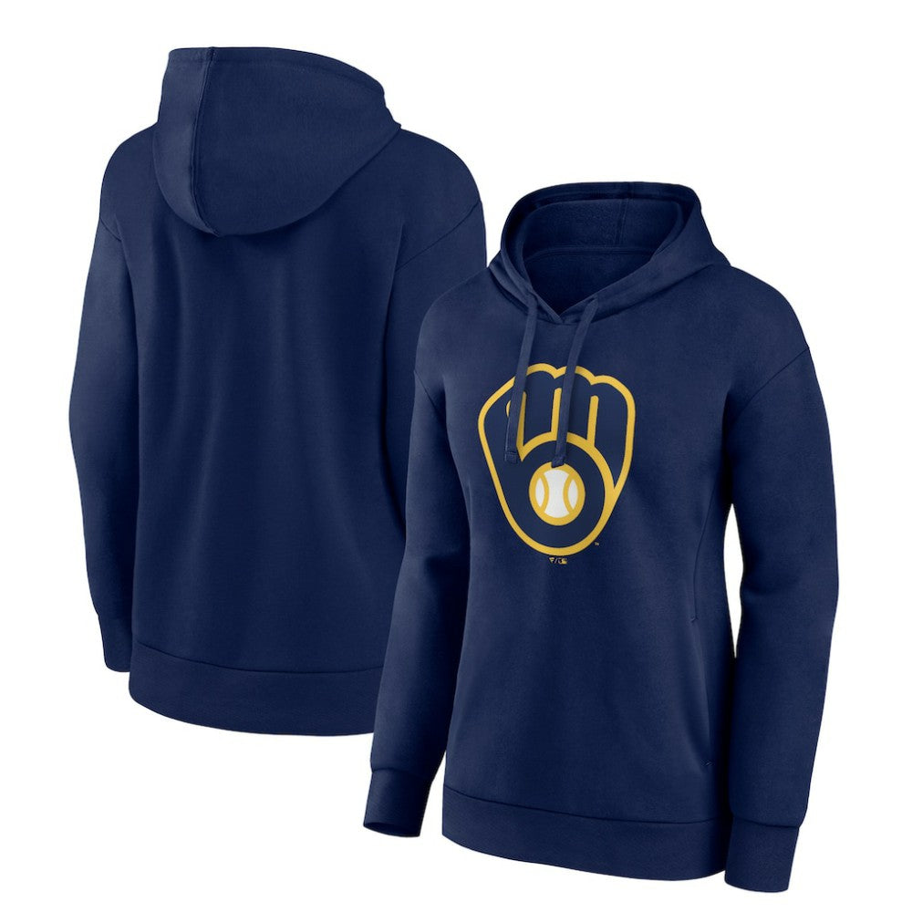 Milwaukee Brewers Women's Core Logo Pullover Hoodie - Navy