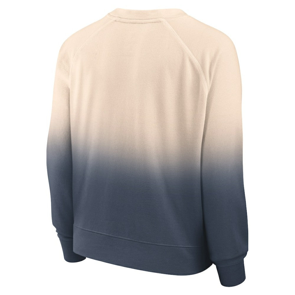 Atlanta Braves Women's Luxe Lounge Arch Raglan Pullover Sweatshirt - Tan/Navy