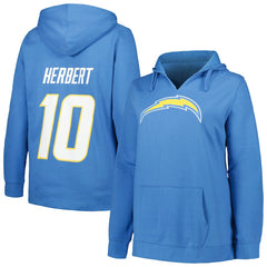 NFL Los Angeles Chargers Justin Herbert  Profile Women's Plus Size Player Name & Number Pullover Hoodie
