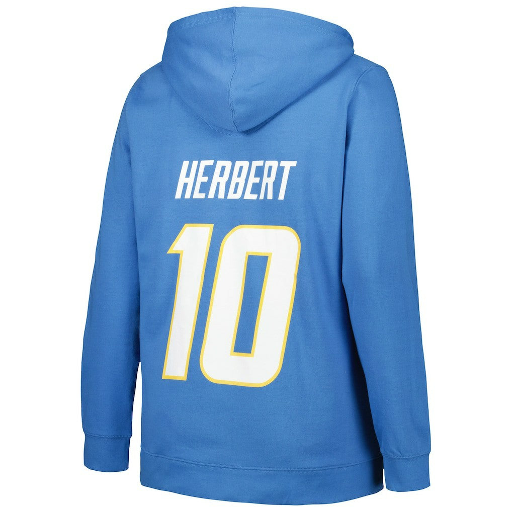 NFL Los Angeles Chargers Justin Herbert  Profile Women's Plus Size Player Name & Number Pullover Hoodie