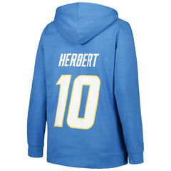 NFL Los Angeles Chargers Justin Herbert  Profile Women's Plus Size Player Name & Number Pullover Hoodie