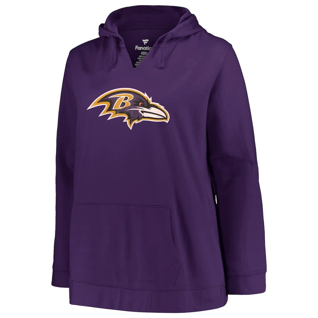 NFL Baltimore Ravens Lamar Jackson  Profile Women's Plus Size Player Name & Number Pullover Hoodie