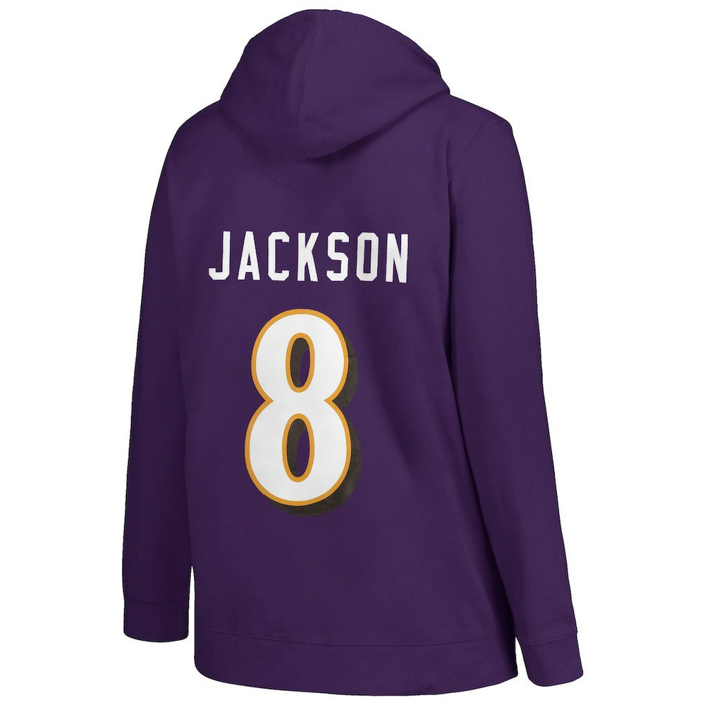 NFL Baltimore Ravens Lamar Jackson  Profile Women's Plus Size Player Name & Number Pullover Hoodie