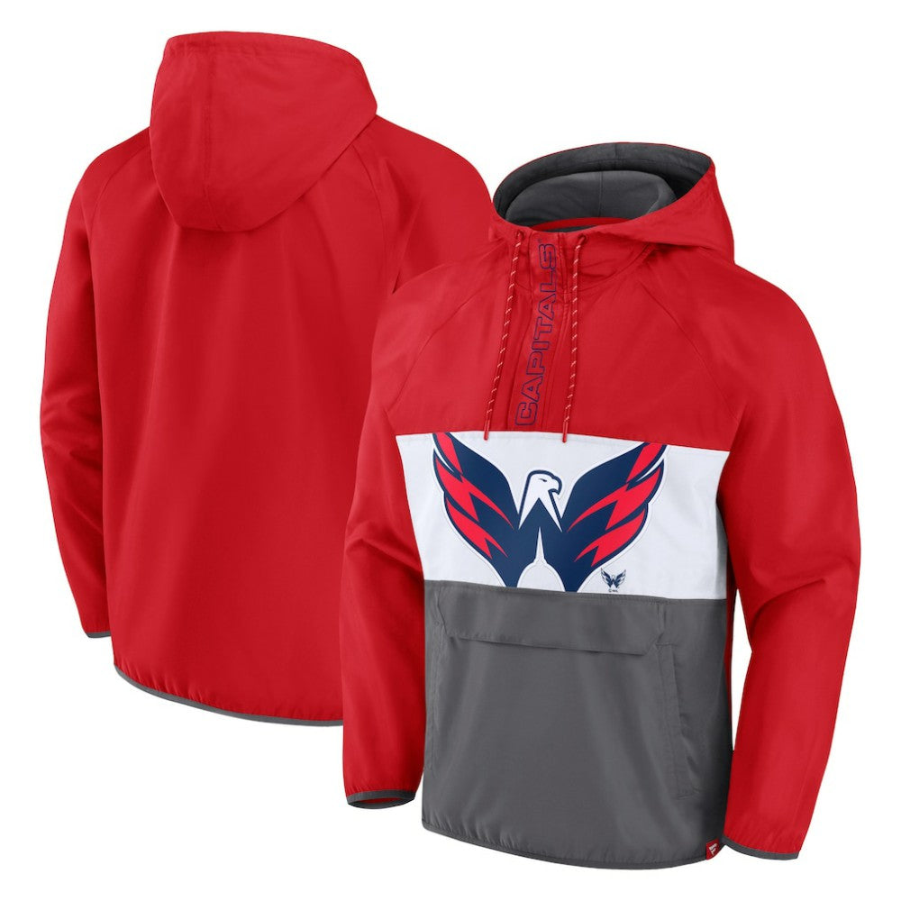 Washington Capitals Fanatics Flagrant Foul Anorak Raglan Half-Zip Hoodie Jacket