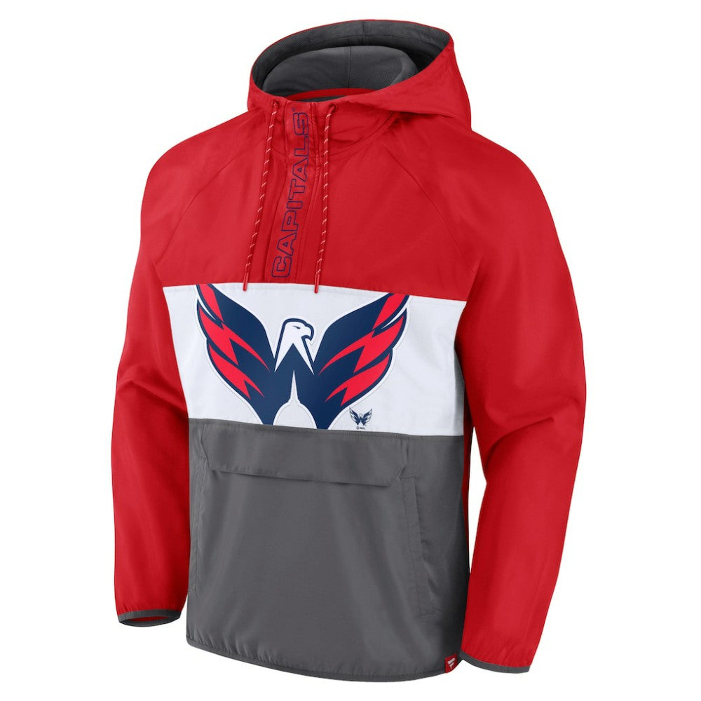 Washington Capitals Fanatics Flagrant Foul Anorak Raglan Half-Zip Hoodie Jacket