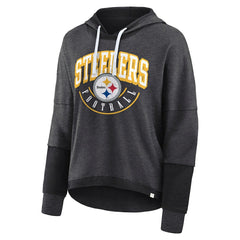 NFL Pittsburgh Steelers Women's Lightewight Modest Crop Lounge Helmet Arch Pullover Hoodie