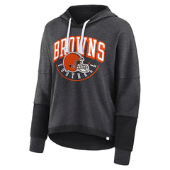 NFL Cleveland Browns Women's Lightewight Modest Crop Lounge Helmet Arch Pullover Hoodie