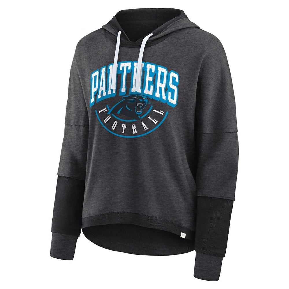 NFL Carolina Panthers Women's Lightewight Modest Crop Lounge Helmet Arch Pullover Hoodie