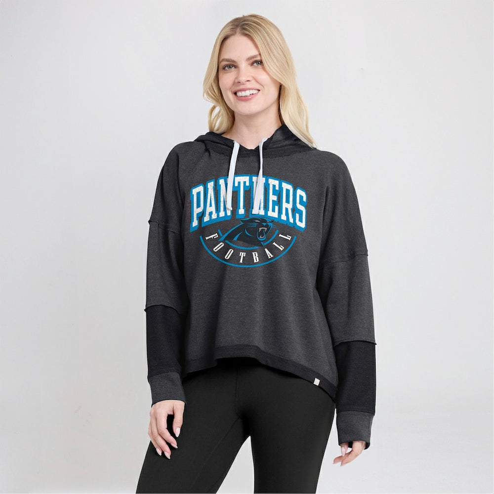 NFL Carolina Panthers Women's Lightewight Modest Crop Lounge Helmet Arch Pullover Hoodie