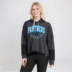NFL Carolina Panthers Women's Lightewight Modest Crop Lounge Helmet Arch Pullover Hoodie