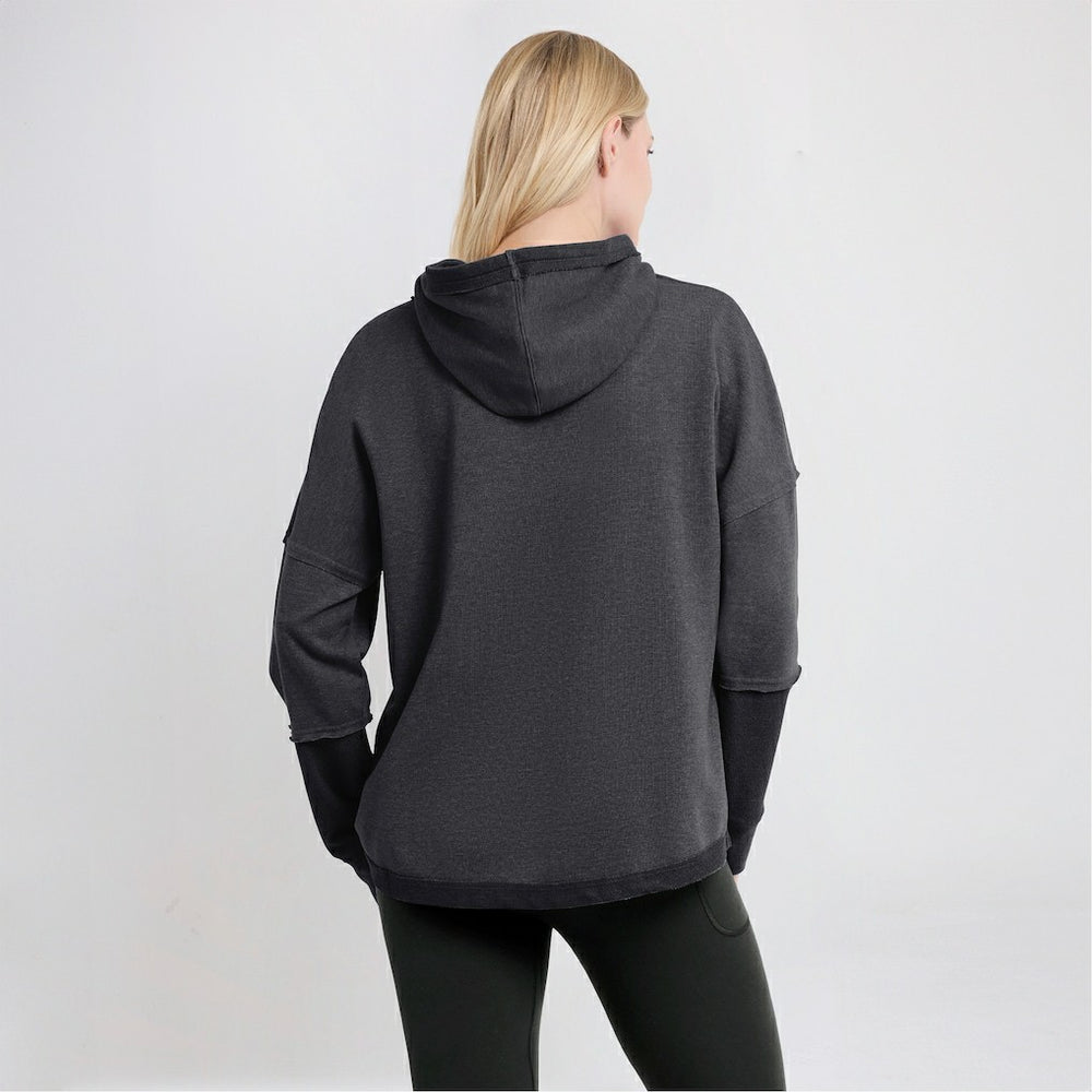 NFL Carolina Panthers Women's Lightewight Modest Crop Lounge Helmet Arch Pullover Hoodie