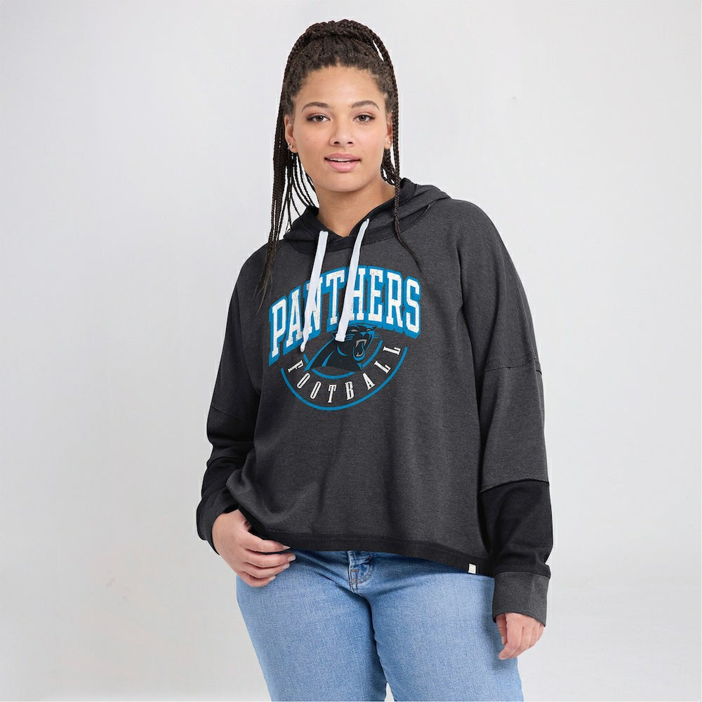 NFL Carolina Panthers Women's Lightewight Modest Crop Lounge Helmet Arch Pullover Hoodie