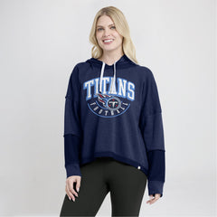 NFL Tennessee Titans Women's Lightewight Modest Crop Lounge Helmet Arch Pullover Hoodie