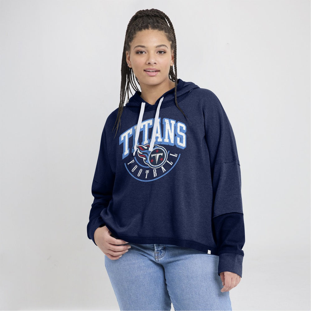 NFL Tennessee Titans Women's Lightewight Modest Crop Lounge Helmet Arch Pullover Hoodie