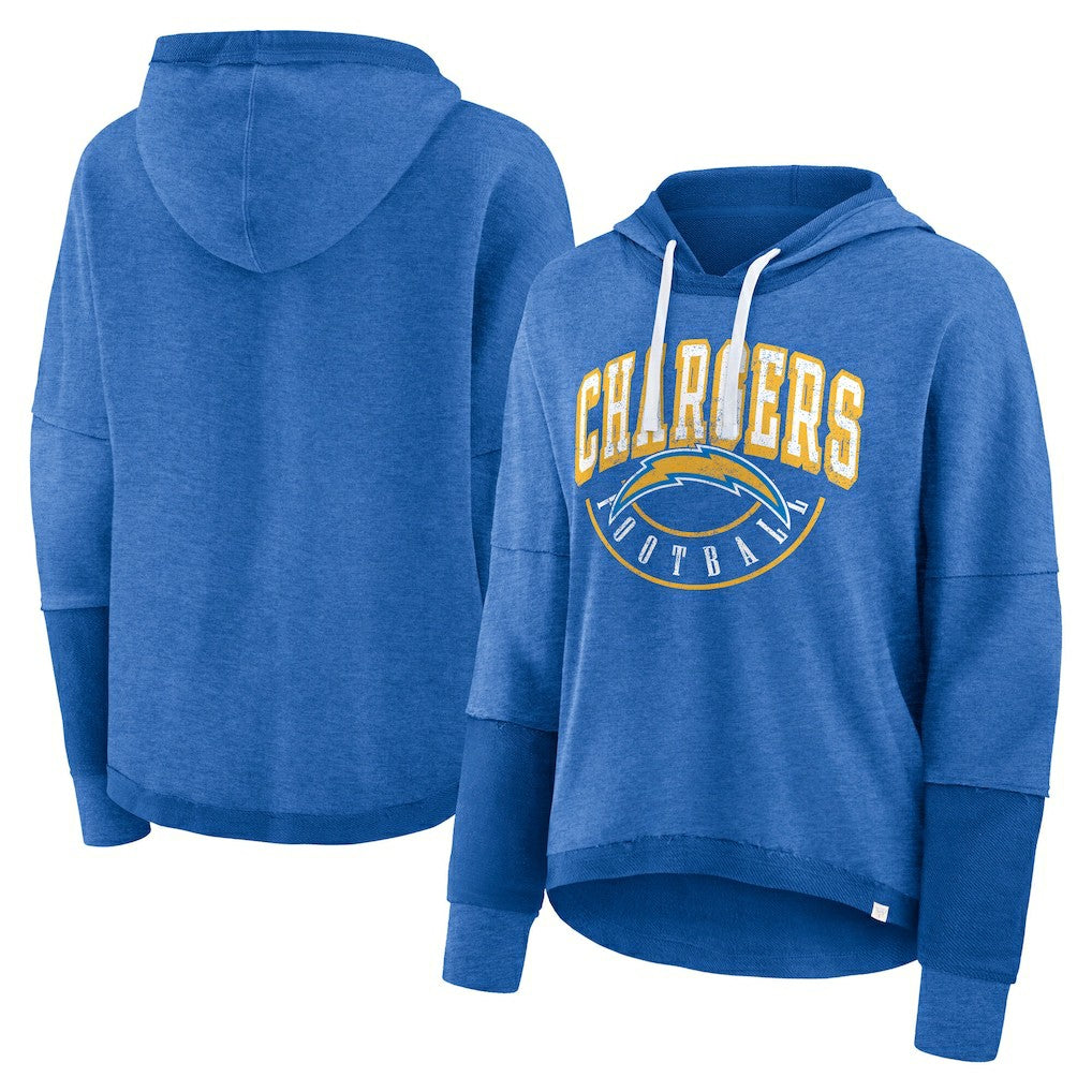 NFL Los Angeles Chargers Women's Lightewight Modest Crop Lounge Helmet Arch Pullover Hoodie