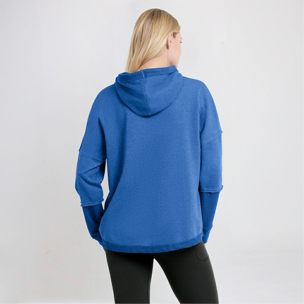 NFL Los Angeles Chargers Women's Lightewight Modest Crop Lounge Helmet Arch Pullover Hoodie