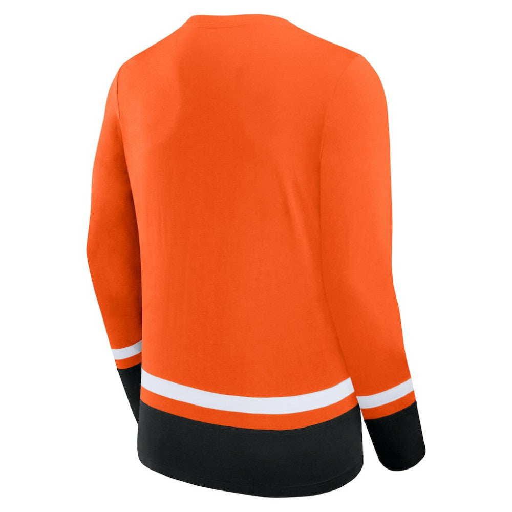 Philadelphia Flyers Fanatics Back Pass Lace-Up Long Sleeve T-Shirt