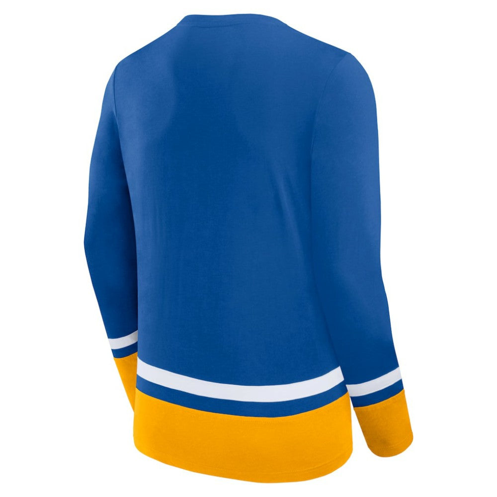 St. Louis Blues Fanatics Back Pass Lace-Up Long Sleeve T-Shirt