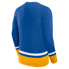 St. Louis Blues Fanatics Back Pass Lace-Up Long Sleeve T-Shirt