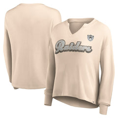 NFL Las Vegas Raiders Women's Go For It Notch Neck Waffle Knit Lightweight Long Sleeve T-Shirt
