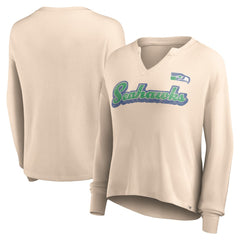 NFL Seattle Seahawks Women's Go For It Notch Neck Waffle Knit Lightweight Long Sleeve T-Shirt