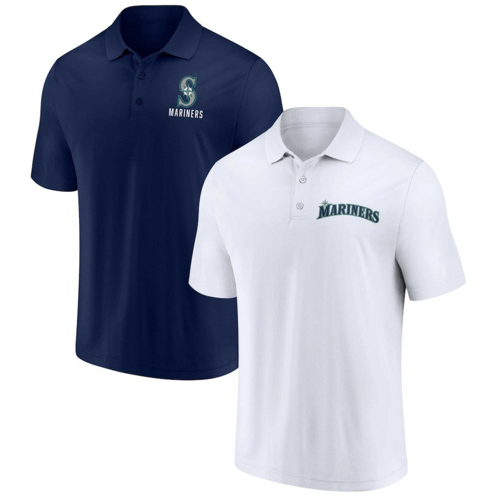 Seattle Mariners Two-Pack Logo Lockup Polo Set - Navy/White