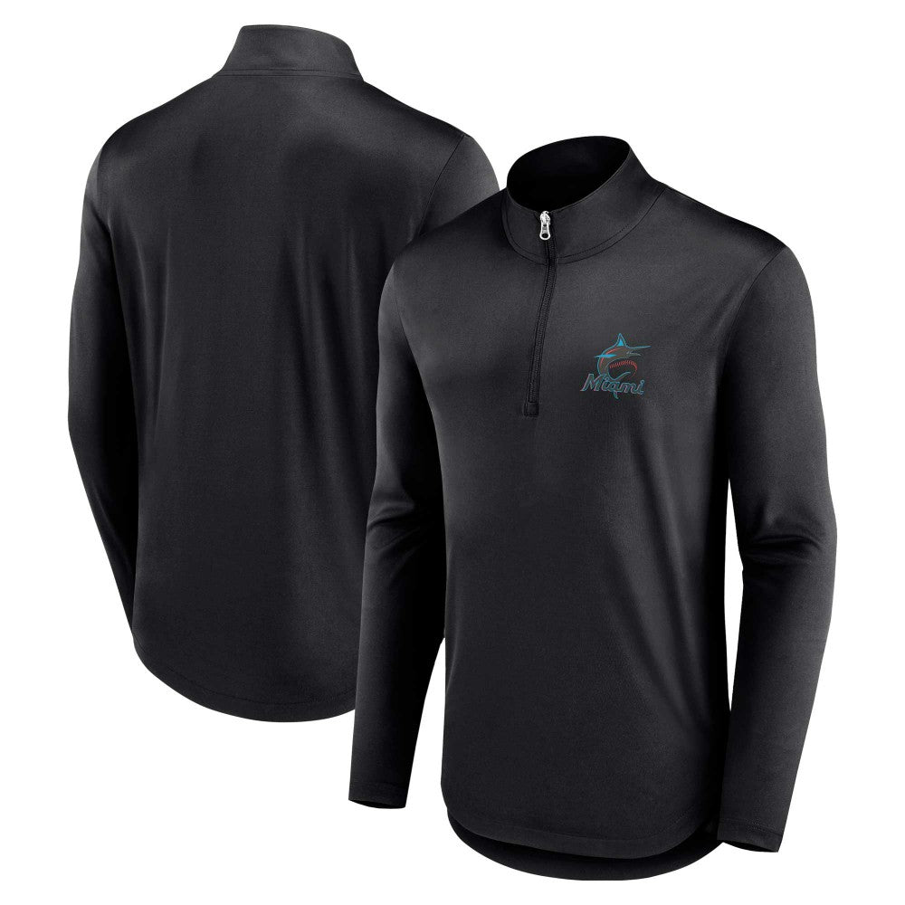Miami Marlins Quarterback Quarter-Zip Top - Black