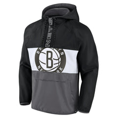 Brooklyn Nets Anorak Flagrant Foul Color-Block Raglan Hoodie Half-Zip Jacket - Black/Gray | Fanatics for sale