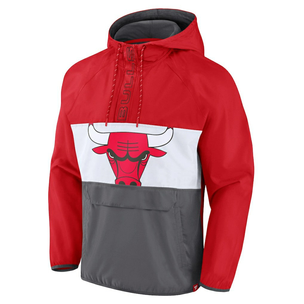 Chicago Bulls Anorak Flagrant Foul Color-Block Raglan Hoodie Half-Zip Jacket - Red/Gray | Fanatics shop