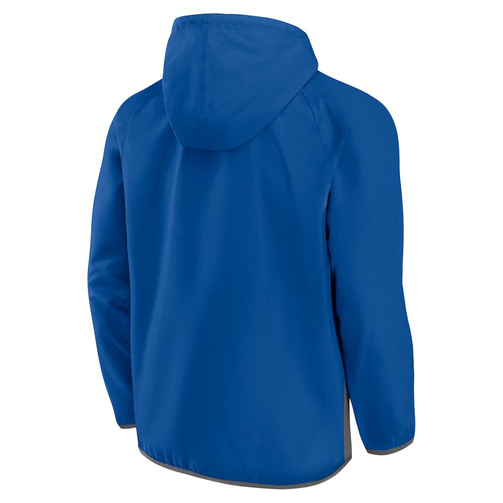 Philadelphia 76ers Anorak Flagrant Foul Color-Block Raglan Hoodie Half-Zip Jacket - Royal/Gray | Fanatics shop