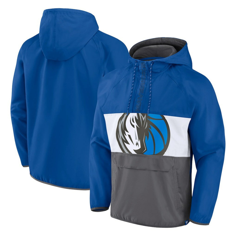 Dallas Mavericks Anorak Flagrant Foul Color-Block Raglan Hoodie Half-Zip Jacket sale - Blue/Gray | Fanatics outlet