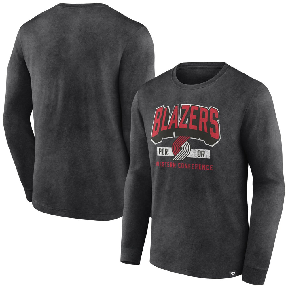 Portland Trail Blazers Front Court Press Snow Wash Long Sleeve T-Shirt - Heather Charcoal | Fanatics cheap