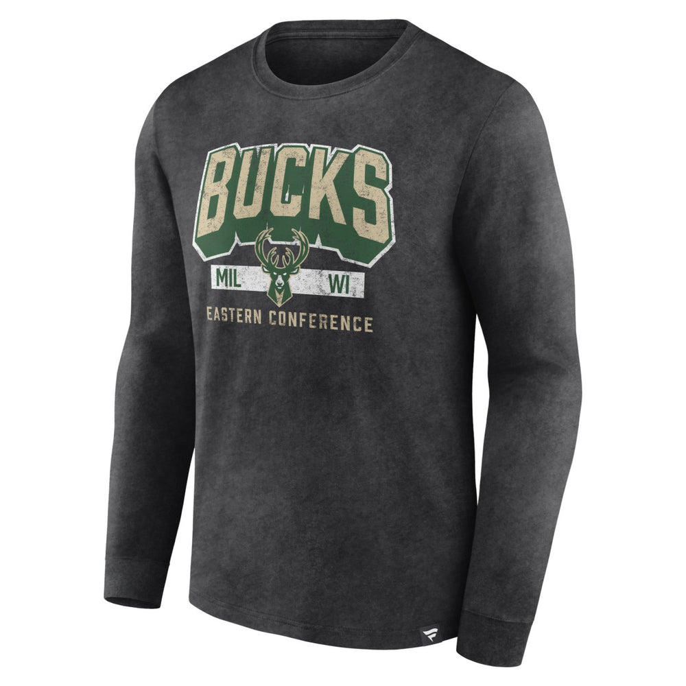 Milwaukee Bucks Front Court Press Snow Wash Long Sleeve T-Shirt - Heather Charcoal | Fanatics sale