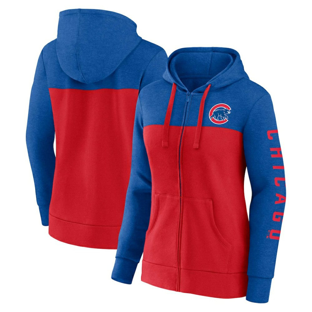 Chicago Cubs Women's City Ties Hoodie Full-Zip Sweatshirt - Royal/Red