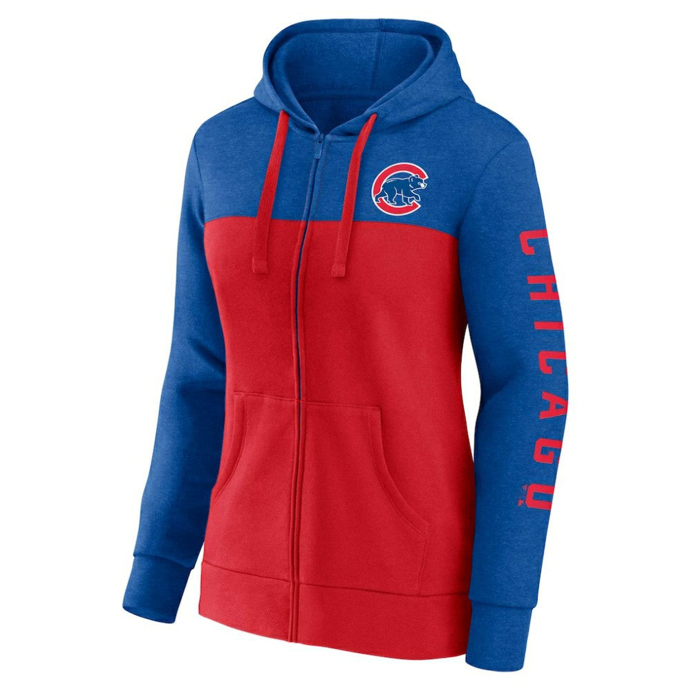 Chicago Cubs Women's City Ties Hoodie Full-Zip Sweatshirt - Royal/Red