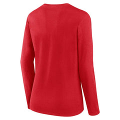Washington Nationals Women's Run The Bases Long Sleeve T-Shirt & Cuffed Knit Hat with Pom Combo Set - Red