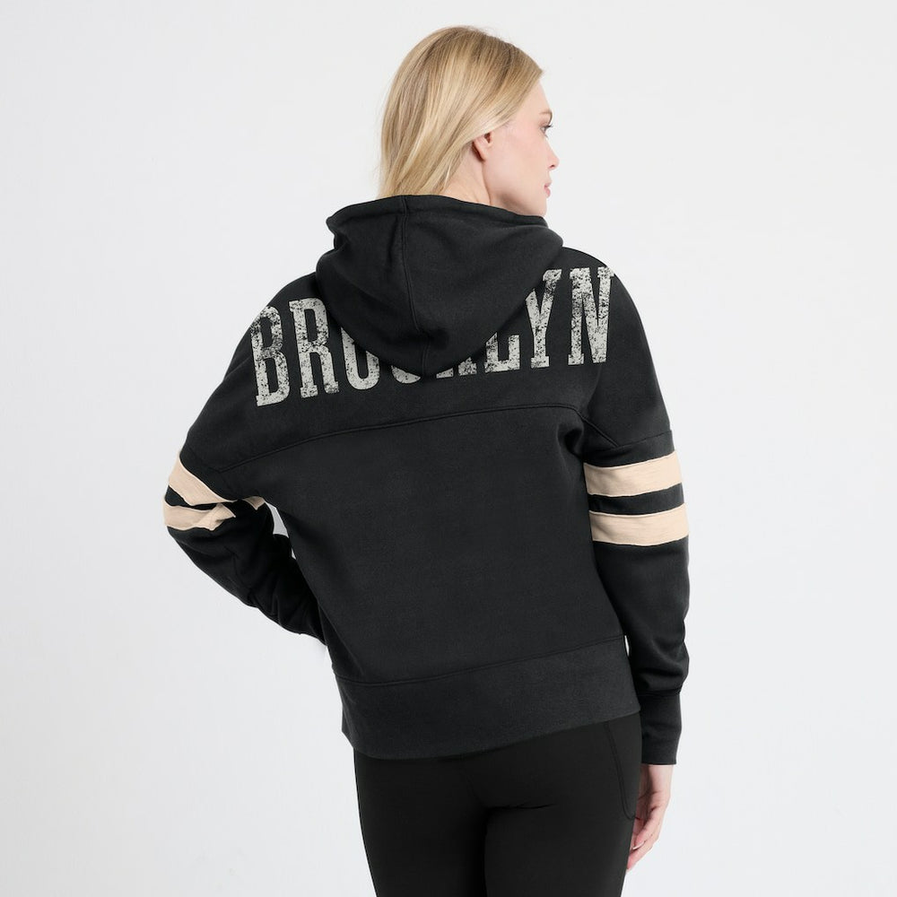 Brooklyn Nets Women's Bold Move Dolman V-Neck High Hip Hoodie - Black | Fanatics sale