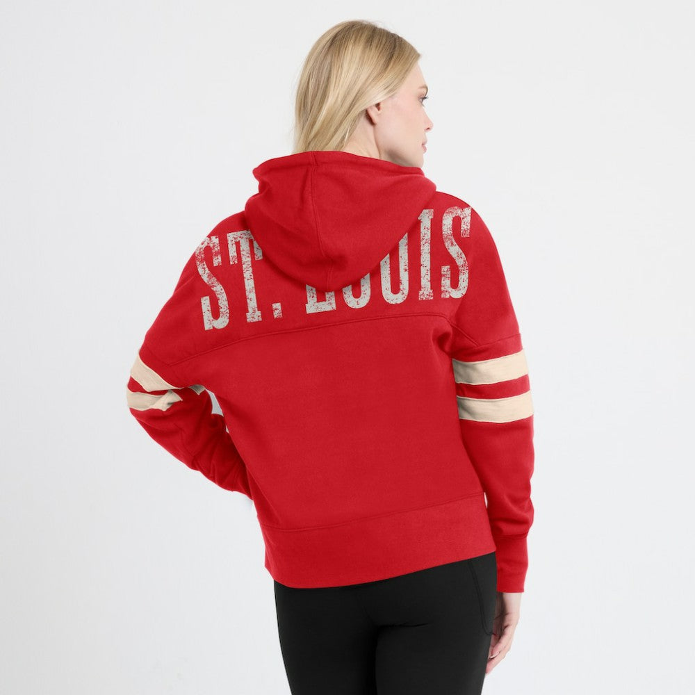 St. Louis Cardinals Women's Bold Move Notch Neck High Hip Hoodie - Red