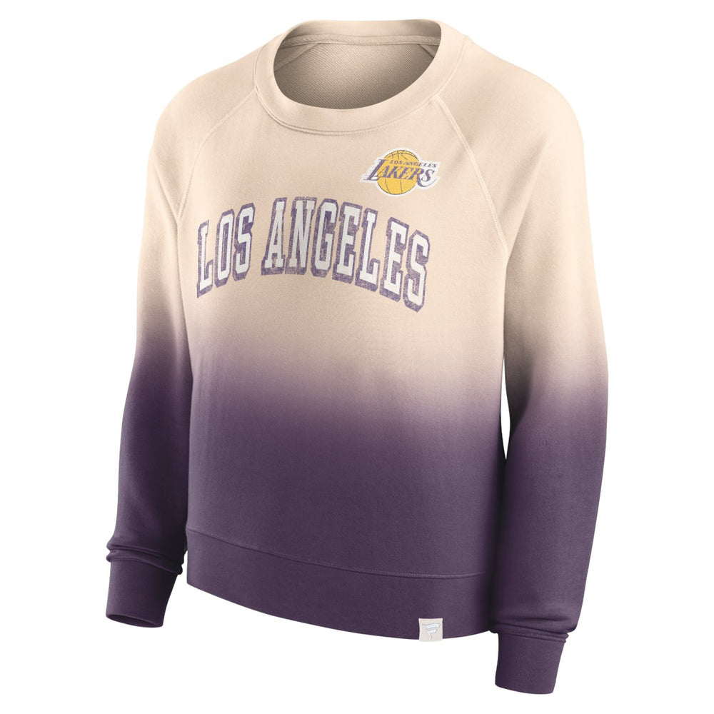 Los Angeles Lakers Women's Lounge Arch Raglan Pullover Sweatshirt - Tan/Purple | Fanatics cheap