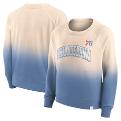 Philadelphia 76ers Women's Lounge Arch Raglan Pullover Sweatshirt - Tan/Royal | Fanatics for sale