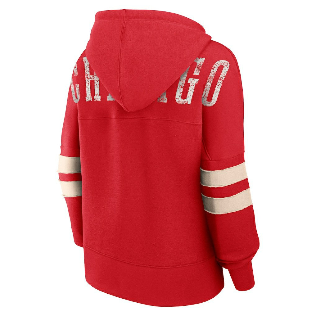 Chicago Bulls Women's Bold Move Dolman V-Neck High Hip Hoodie - Red | Fanatics sale