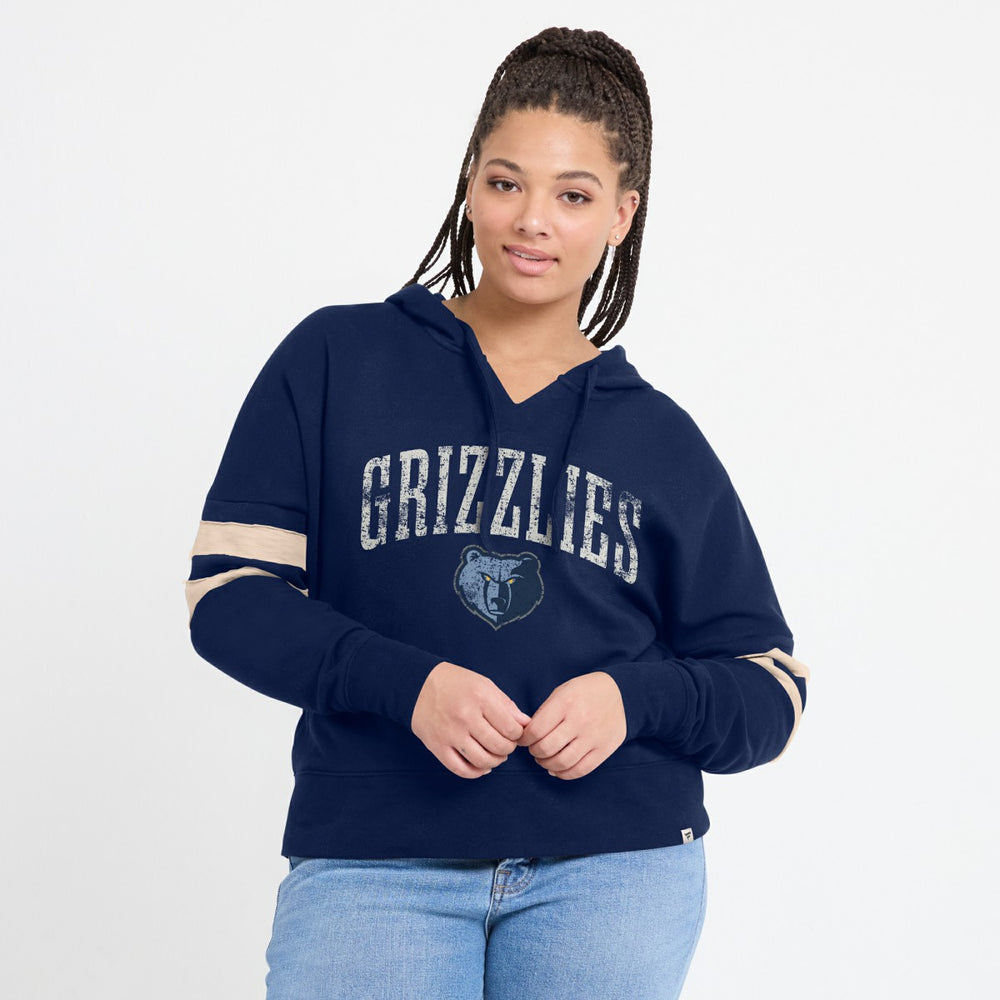 Memphis Grizzlies Women's Bold Move Dolman V-Neck High Hip Hoodie - Navy | Fanatics sale