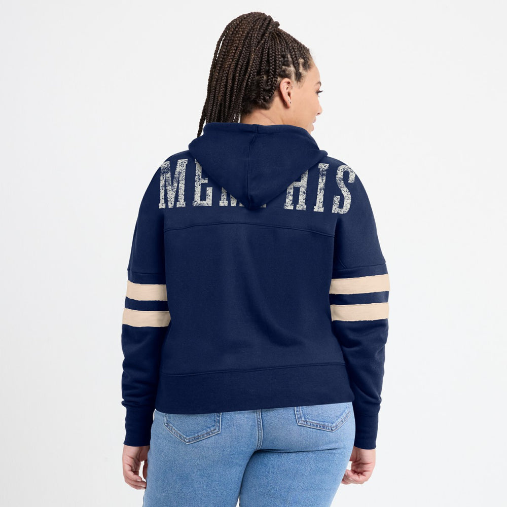 Memphis Grizzlies Women's Bold Move Dolman V-Neck High Hip Hoodie - Navy | Fanatics sale