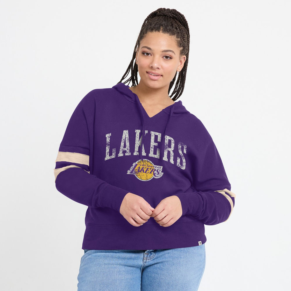 Los Angeles Lakers Women's Bold Move Dolman V-Neck High Hip Hoodie - Purple | Fanatics for sale