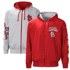 St. Louis Cardinals G-III Sports by Carl Banks Southpaw Reversible Raglan Hoodie Full-Zip Jacket - Red/Heather Gray