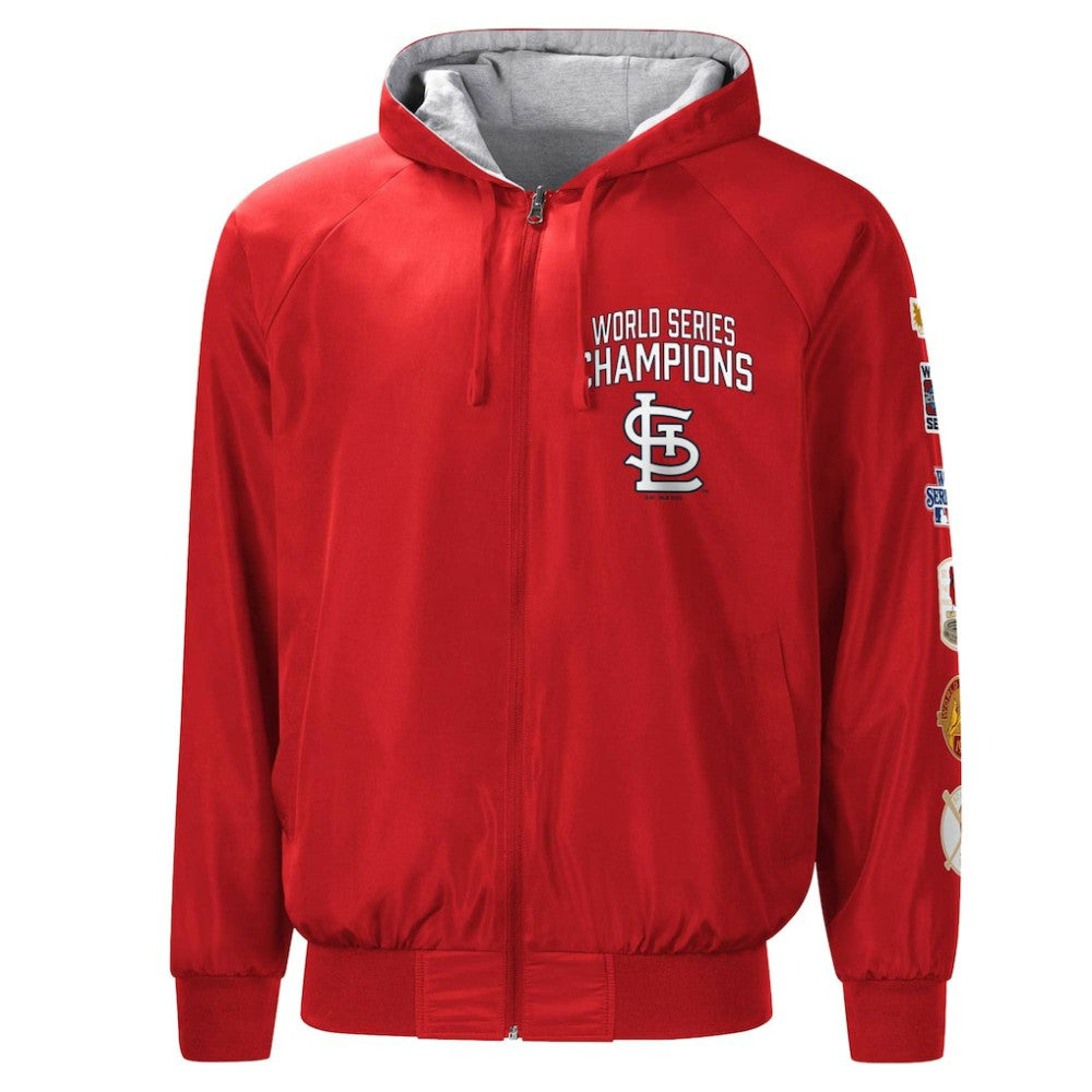 St. Louis Cardinals G-III Sports by Carl Banks Southpaw Reversible Raglan Hoodie Full-Zip Jacket - Red/Heather Gray