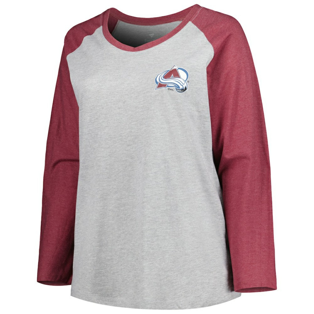 Nathan MacKinnon Colorado Avalanche Fanatics Women's Plus Size Name & Number Raglan Long Sleeve T-Shirt