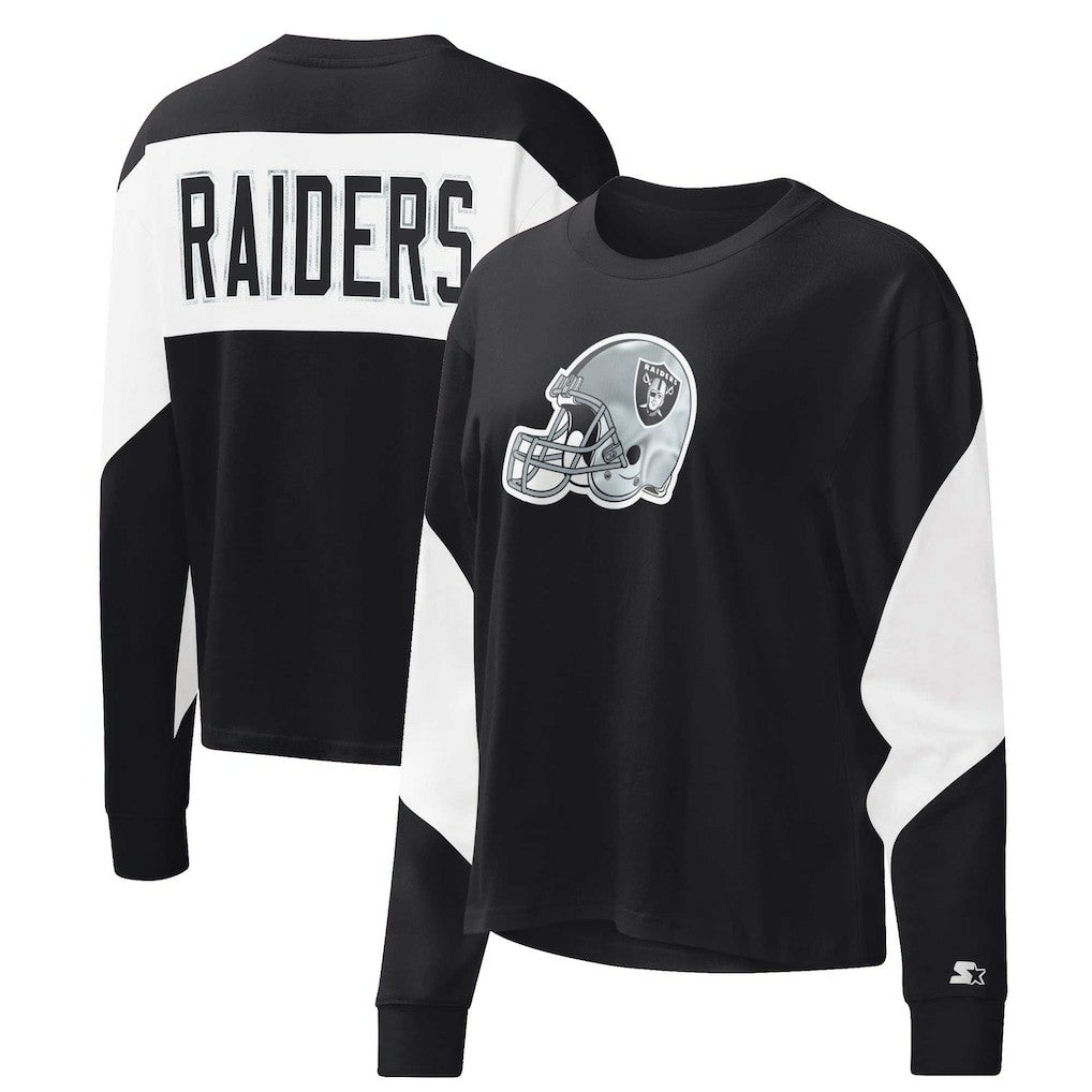 NFL Las Vegas Raiders Starter Women's Insight Crop Tri-Blend Long Sleeve T-Shirt